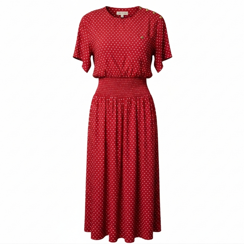 Vintage Dennis Goldsmith Red & White Polka Dot Maxi Dress